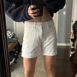 GAP White Jean Shorts Distressed Mid-Thigh - NWOT